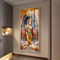 Divine Krishna With Flute Glass Finish Vertical Wall Art