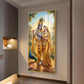 Radha Krishna Divine Love Glass Finish Vertical Wall Art