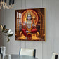 Ram Bhakt Hanuman Glass Finish Square Wall Art