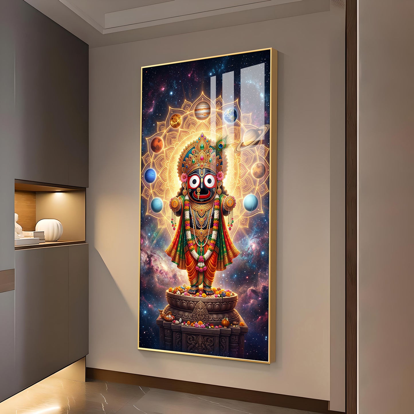 Lord Jagannath Prabhu Glass Finish Vertical Wall Art