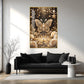 Golden Butterfly Embellished With Pearls Glass Finish Vertical Wall Art