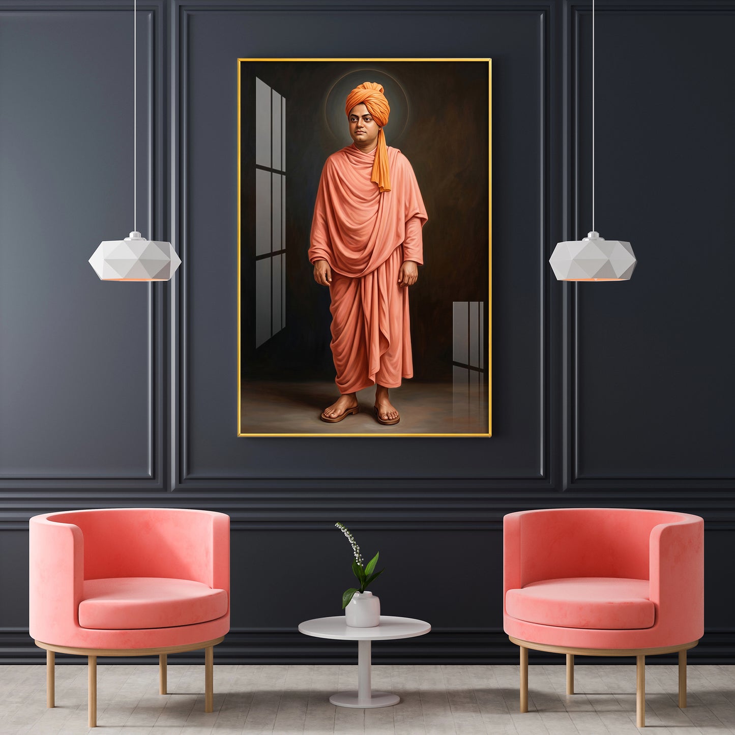 Swami Vivekananda Glass Finish Vertical Wall Art