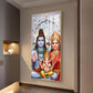 Hindu Deity Family Glass Finish Vertical Wall Art