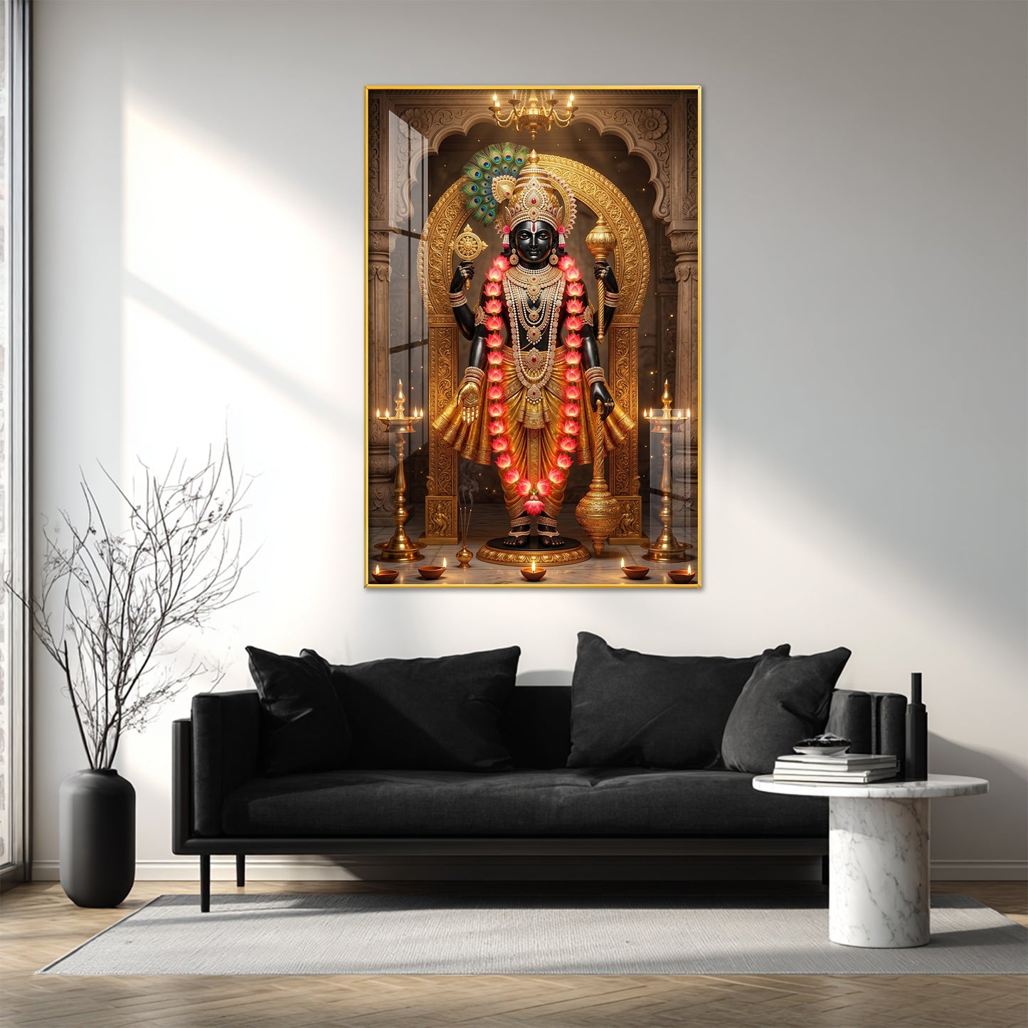 Hindu Deity Lord Venkateswara Glass Finish Vertical Wall Art