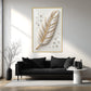 White & Gold Finish Feather Glass Finish Vertical Wall Art