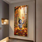 Lord Kanha In Forest Glass Finish Vertical Wall Art