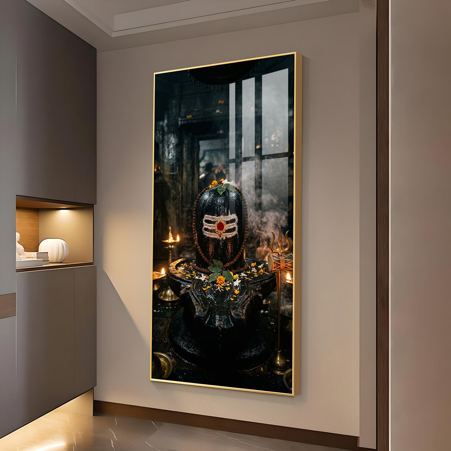 Shiv Maheshwar Glass Finish Vertical Wall Art