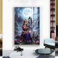 Depicting Lord Shiva & Goddess Parvati Glass Finish Vertical Wall Art