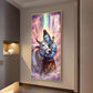 Lord Shiva and Nandi Glass Finish Vertical Wall Art