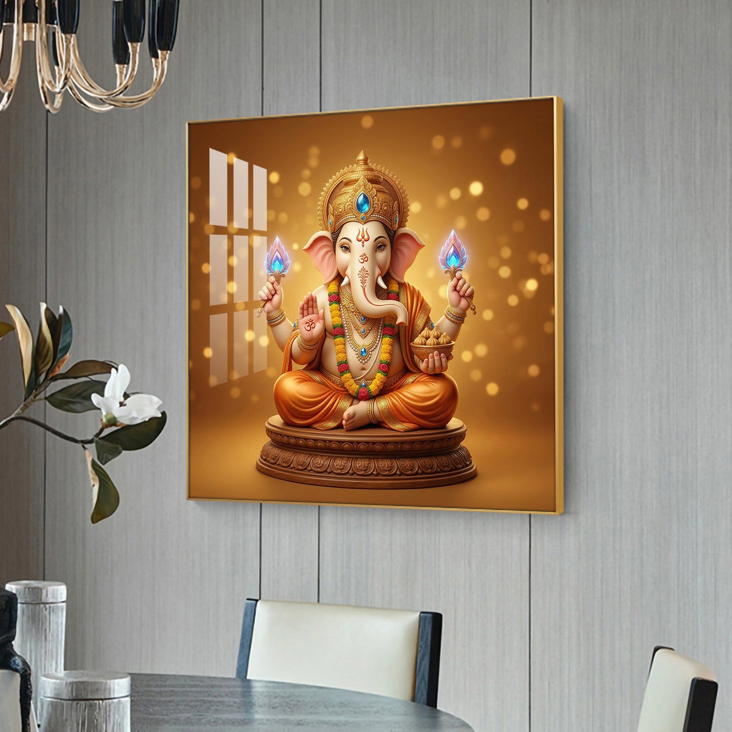 Divine Shree Ganesha ji Glass Finish Square Wall Art