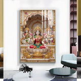 Religious Maa Laxmi Glass Finish Vertical Wall Art
