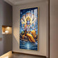 Lord Vishnu On Sheshnag Glass Finish Vertical Wall Art