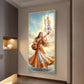 Divine Meera Bai with krishna Glass Finish Vertical Wall Art