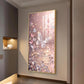 Sparkling Pink Butterfly Glass Finish Vertical Wall Art