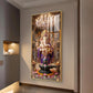 Lord Ganesh With Lord Shiv Glass Finish Vertical Wall Art