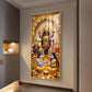 Maa Kali, Lord Krishna & Radha Glass Finish Vertical Wall Art