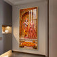Decorative Radha Krishna Glass Finish Vertical Wall Art