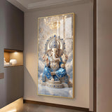 Shri Ganesh Ji Glass Finish Vertical Wall Art