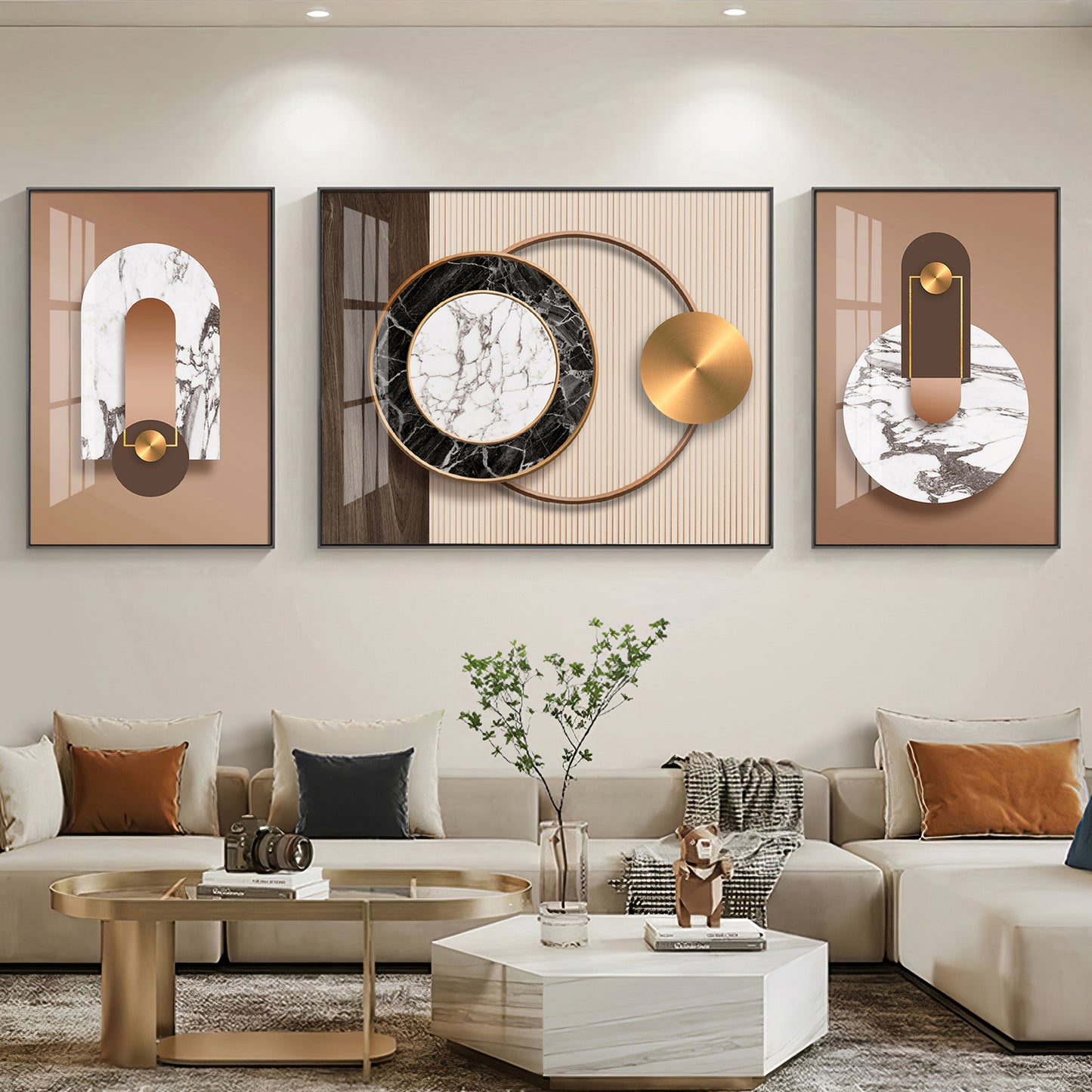 Brownstone Glamour Glass Finish Wall Art (Set Of 3)