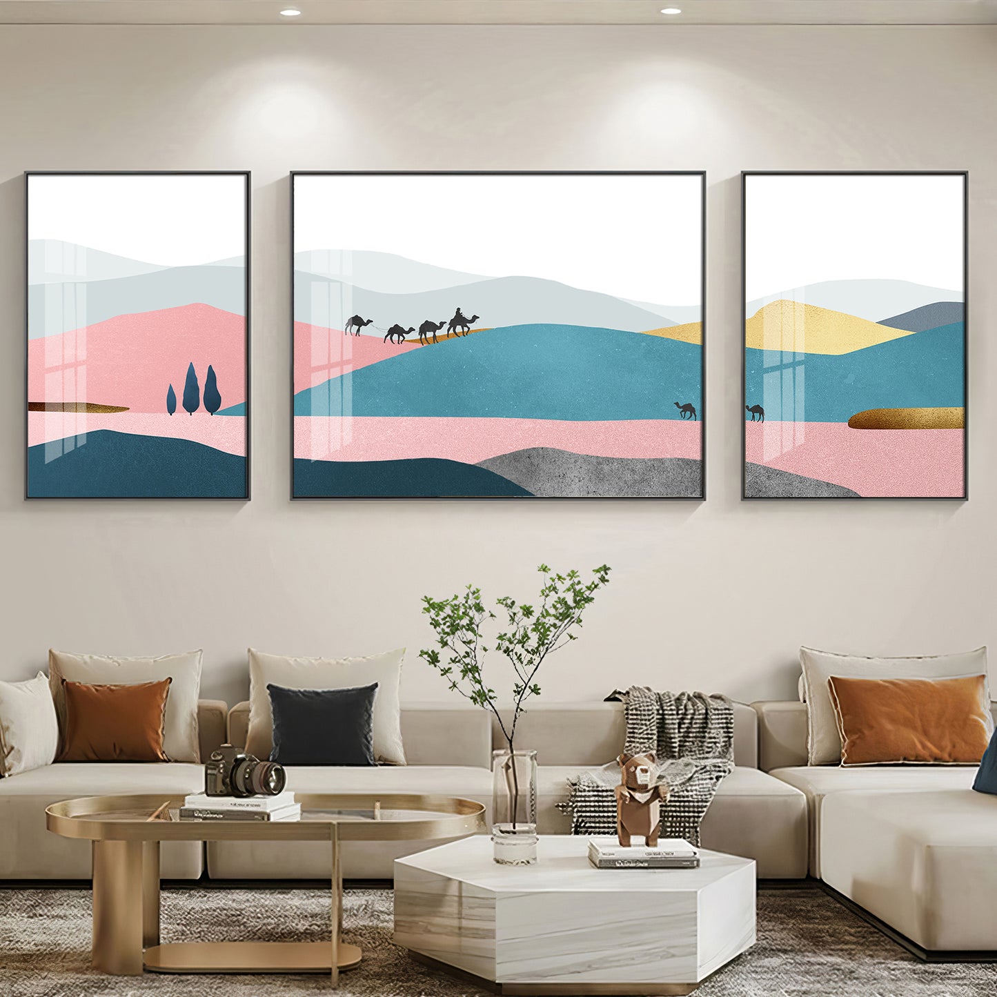 Abstraction of Desert Glass Finish Wall Art (Set Of 3)